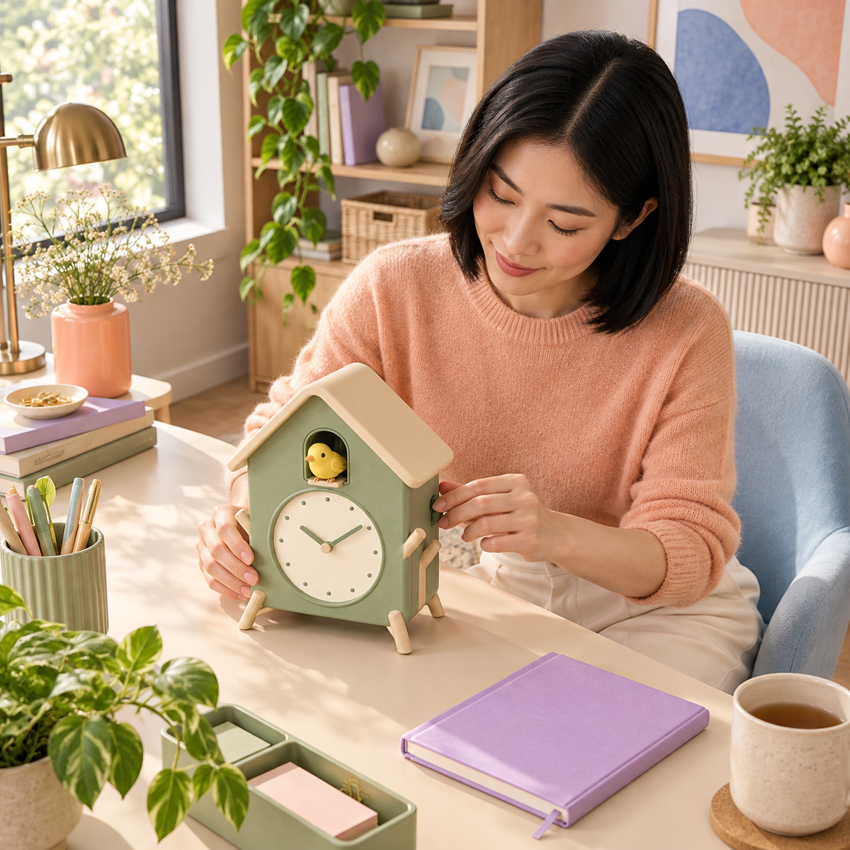 AVELORAF™ Canopy Chirp Treehouse Alarm Clock — Pop-Out Bird, Adjustable Daily Alarm & Nature-Inspired Desk Decor