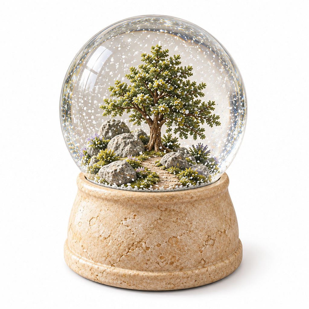 AVELORAF™ Stillwood Snow Globe — Woodland Glass Water Globe, Shake-to-Snow Shelf Accent & Nature-Inspired Decor