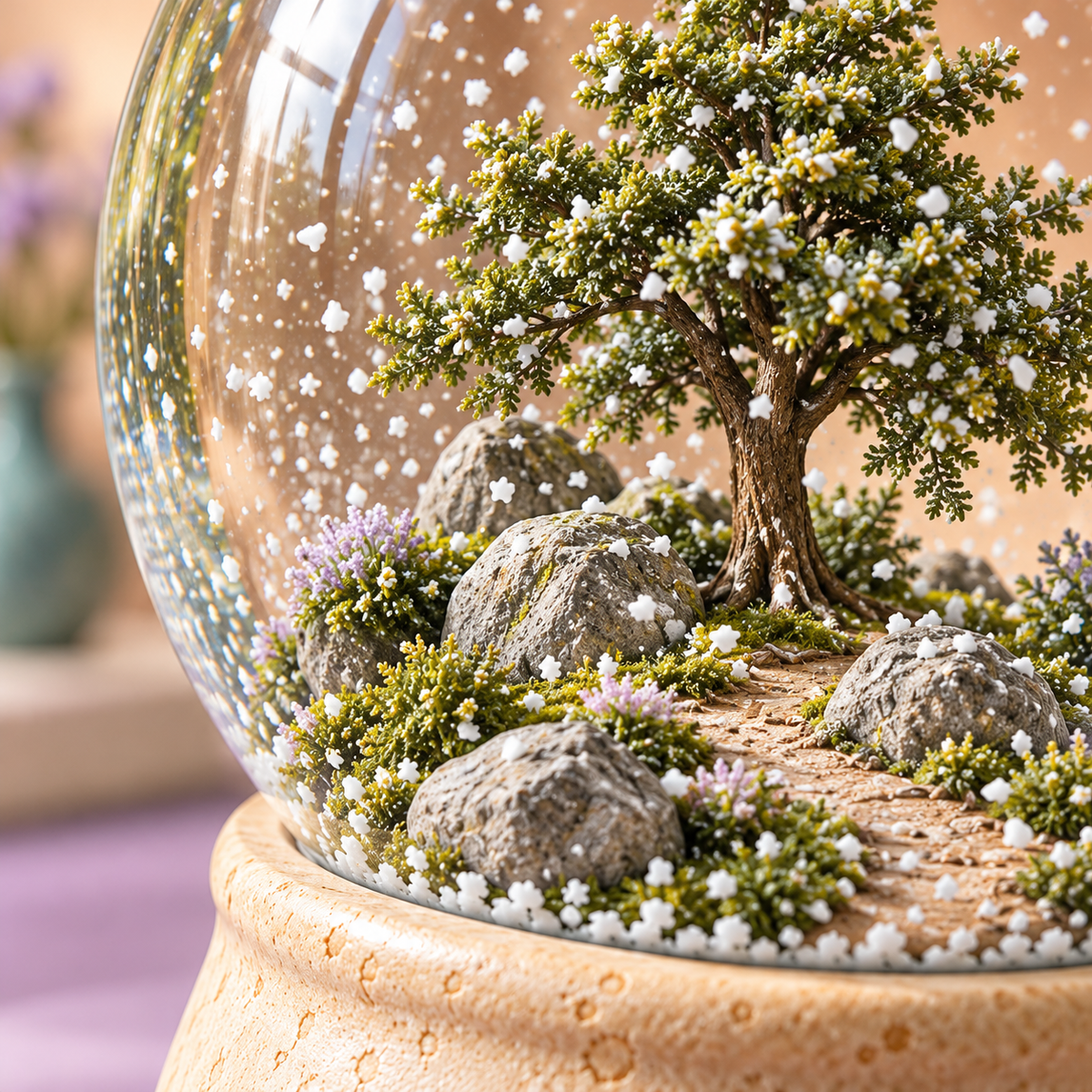AVELORAF™ Stillwood Snow Globe — Woodland Glass Water Globe, Shake-to-Snow Shelf Accent & Nature-Inspired Decor