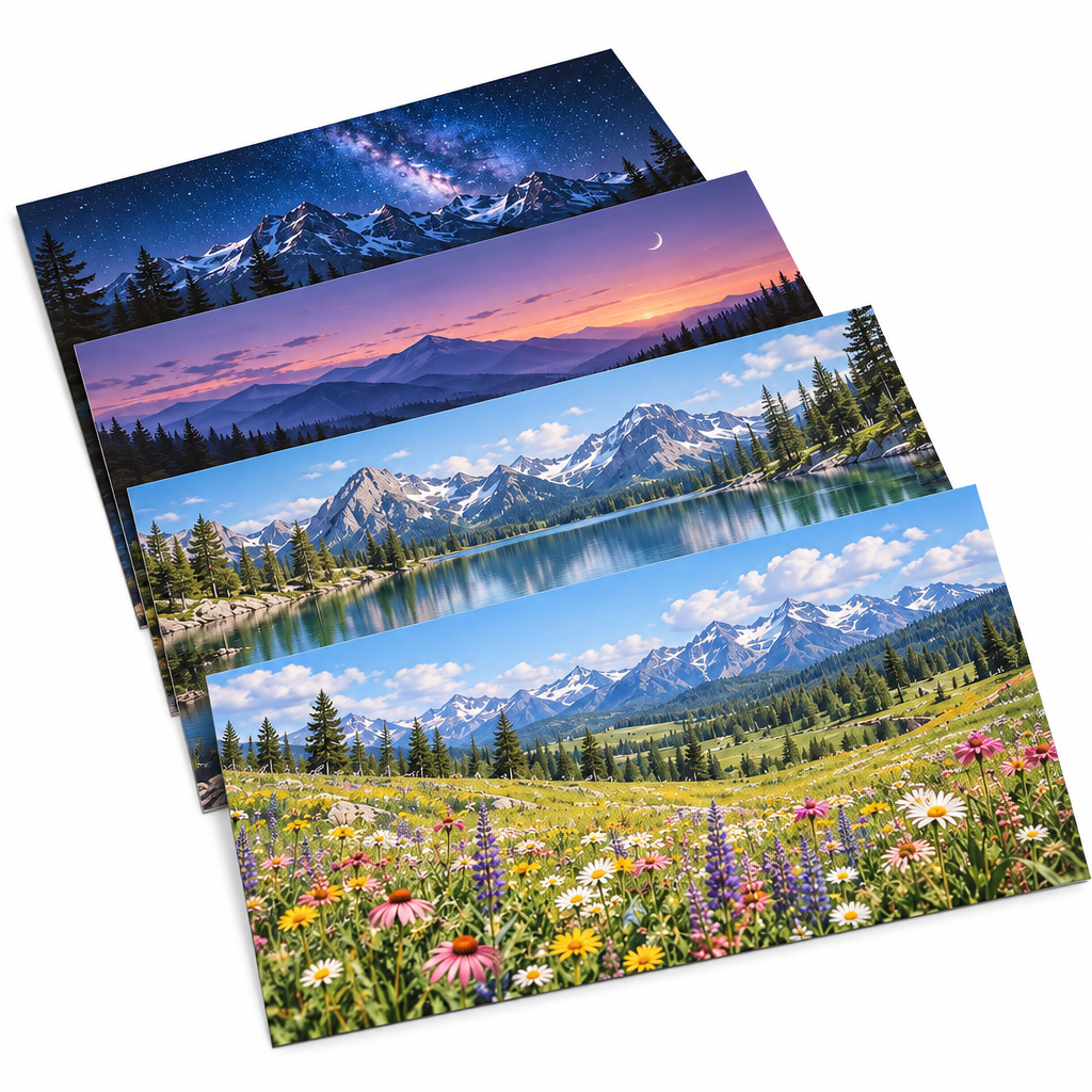 AVELORAF™ Skyfold Scenic Sticker Sheets — Large-Format Cut-Your-Own Landscape & Night-Sky Journal Collage Kit