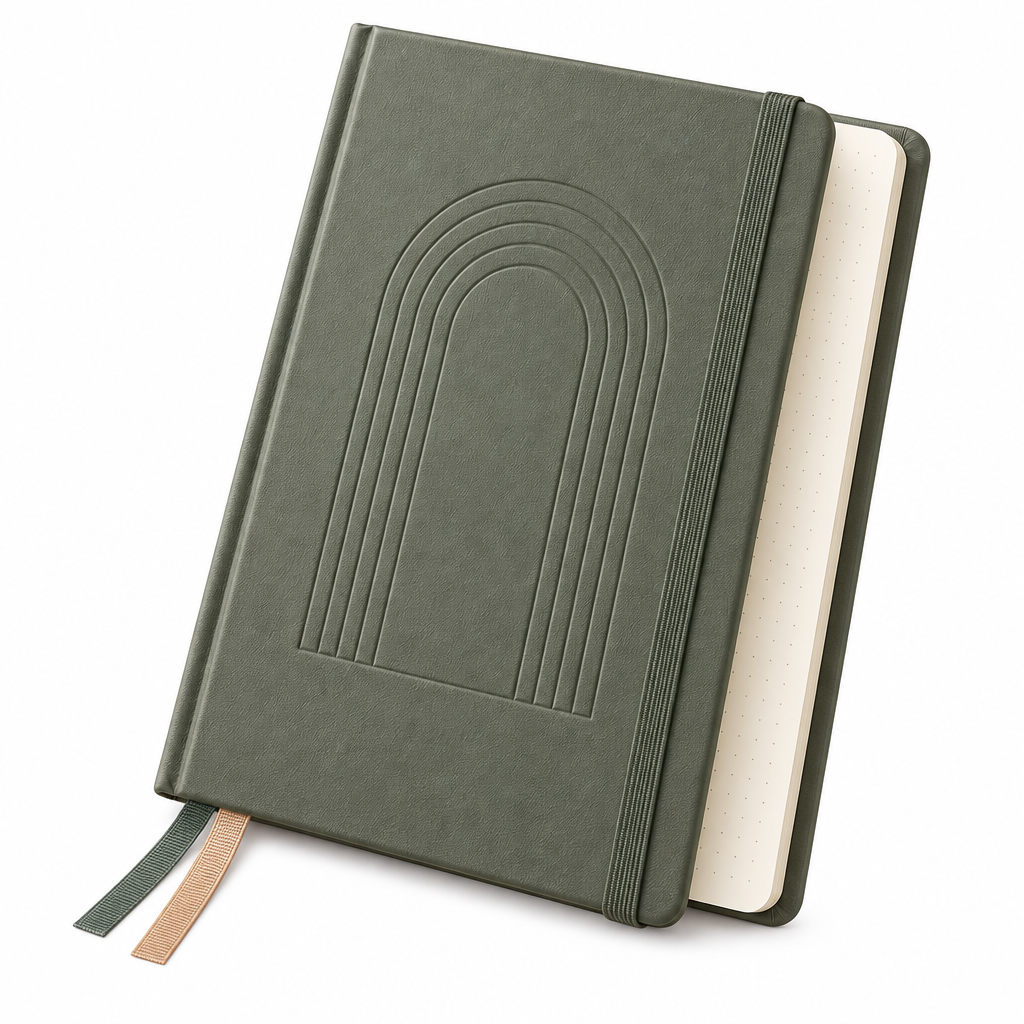 AVELORAF™ Arcfolio Hardcover Dot Grid Journal — 160 Pages, Lay-Flat Notebook & Embossed Arch Cover