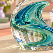AVELORAF™ Tidal Arc Art Glass Paperweight — Sculptural Swirl Desk Accent, Flat-Base Glass Collectible & Shelf Decor